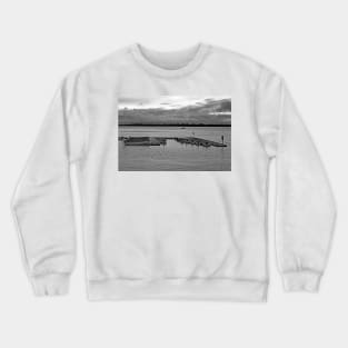 Black and White Moored Boats Crewneck Sweatshirt